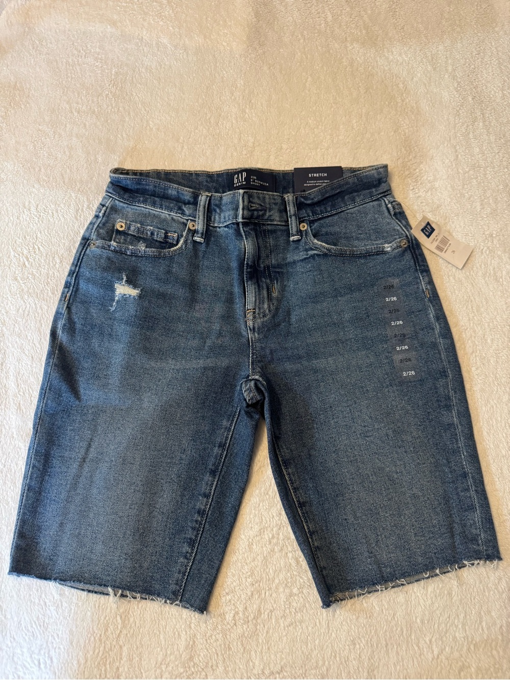 NWT..GAP Blue Distressed Denim Bermuda Shorts